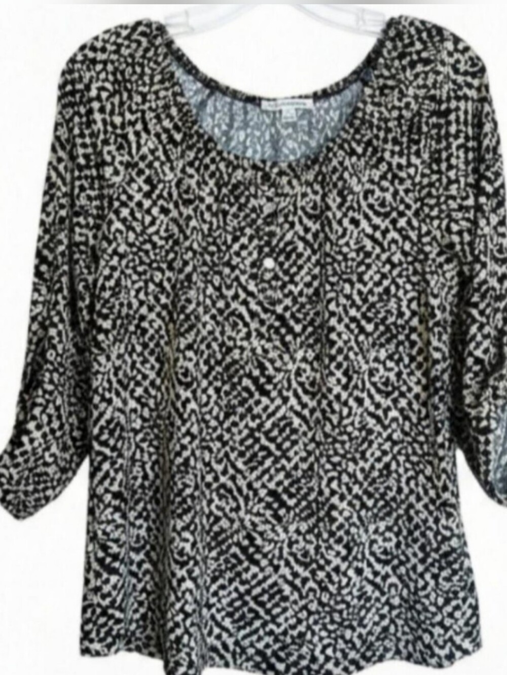 Notations Black and White Printed Scoop Neck Tunic